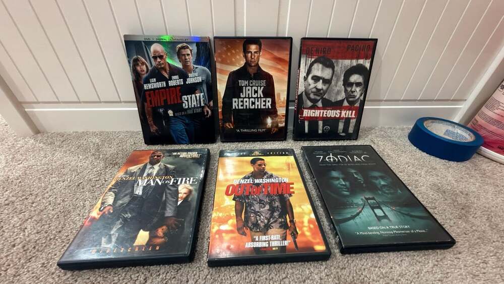 Action DVD-Empire State, Jack Reacher, Righteous Kill, Man on fire, Out of Time,